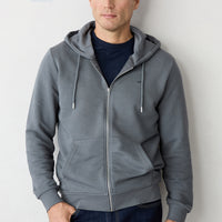 Medium Anthracite Hooded Zippered Regular Fit Sweatshirt