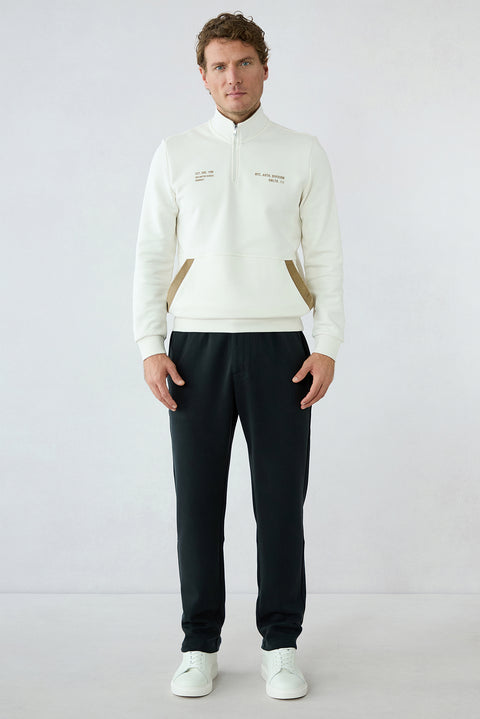 Dark Navy Regular Fit Lycra Plain Drawstring Elasticated Sweatpants