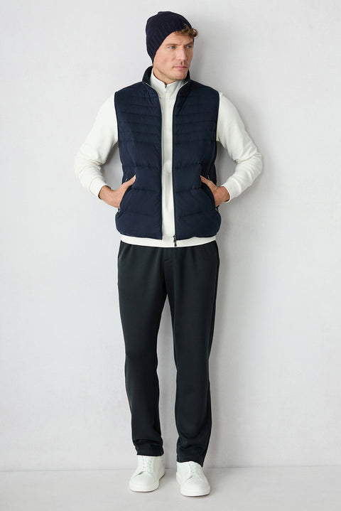 Dark Navy Regular Fit Lycra Plain Drawstring Elasticated Sweatpants