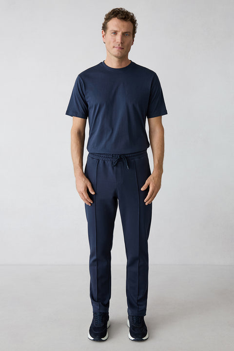 Koyu Lacivert Beli Lastikli İpli Pamuklu Cepli Sweatpant / Eşofman Altı