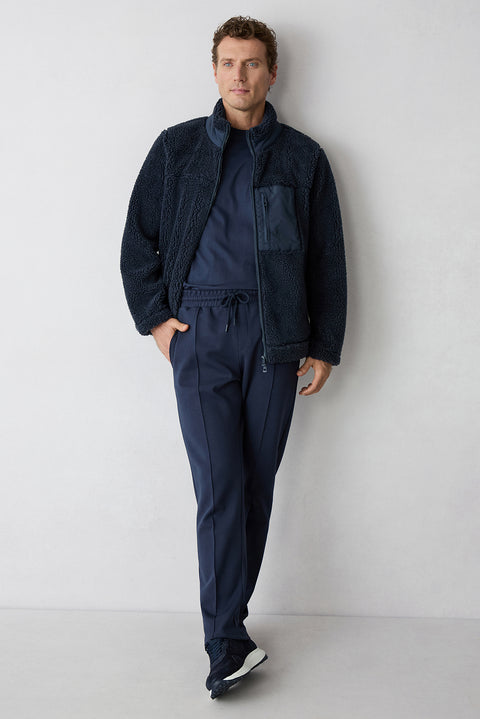 Koyu Lacivert Beli Lastikli İpli Pamuklu Cepli Sweatpant / Eşofman Altı