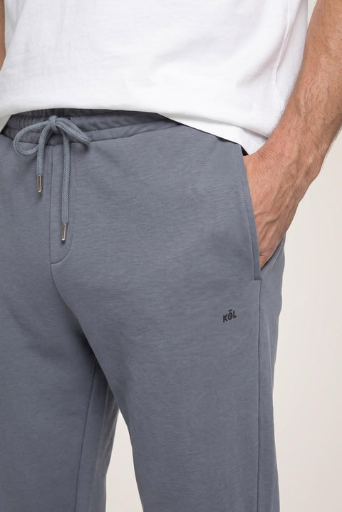 Medium Anthracite Regular Fit Cotton Sweatpants with Drawstring Waistband
