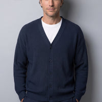 Dark Navy Regular Fit V-Neck Purl Knit Cardigan