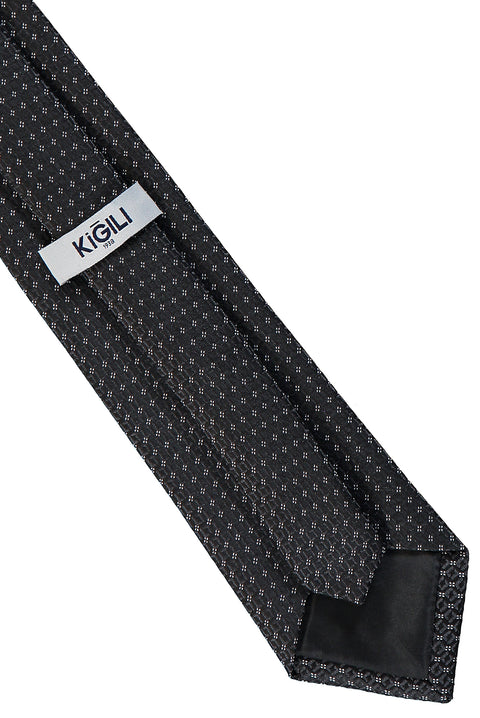 Black Micro-Patterned Tie (7.5 cm)