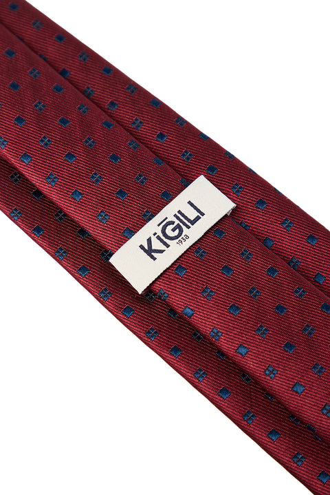 Koyu Bordo Desenli Kravat