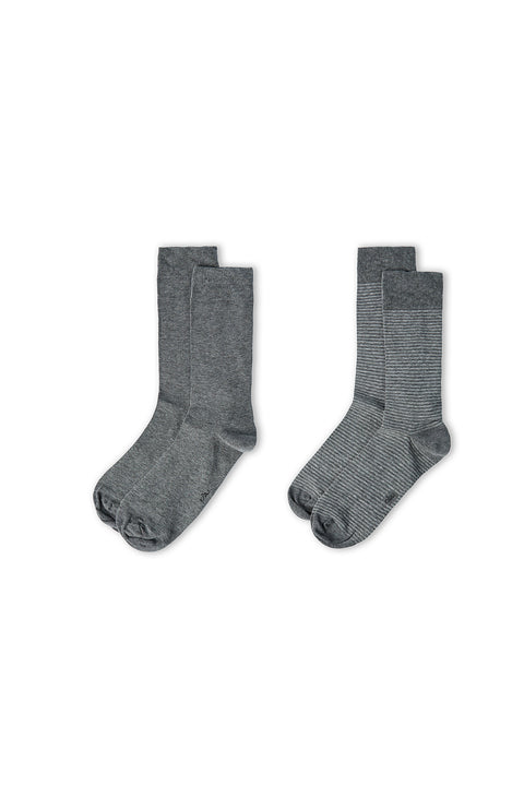 Mid Smoke Melange 2-Pack Cotton Patterned Ankle Socks