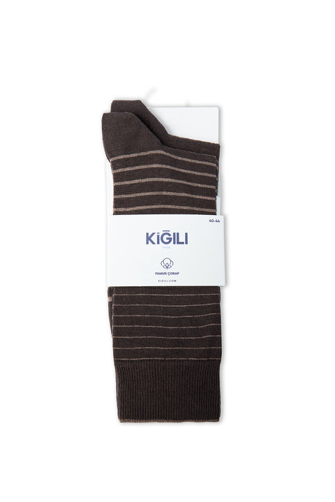 Medium Brown 2-Pack Patterned Cotton Ankle Socks