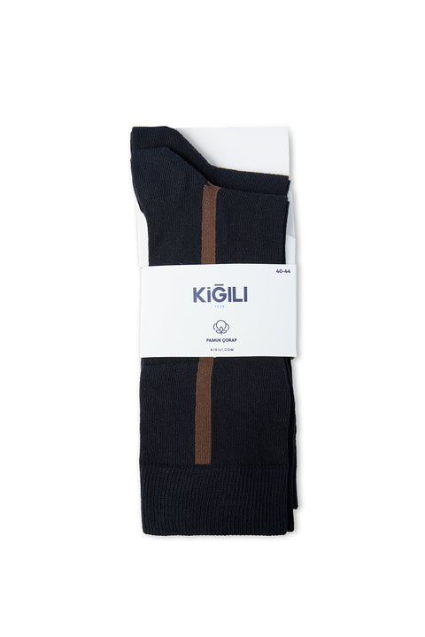Dark Navy 2-Pack Cotton Patterned Ankle Socks