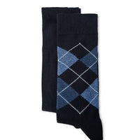 Dark Navy 2-Pair Cotton Patterned Ankle Socks