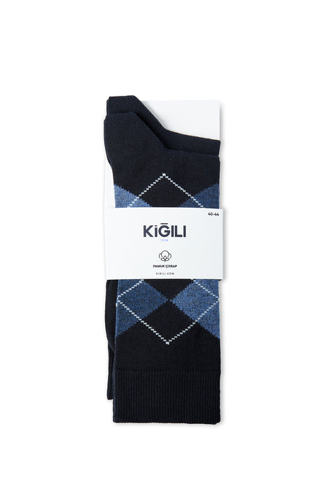 Dark Navy 2-Pair Cotton Patterned Ankle Socks