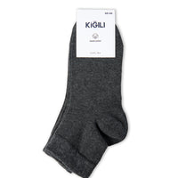 Mid Anthracite Melange 2-Pack Cotton Plain Short Ankle Socks