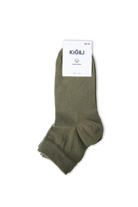 Medium Khaki 2-Pack Cotton Patterned Short Ankle Socks