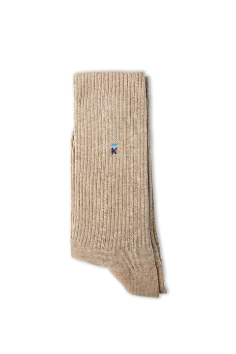 Medium Beige Single Cotton Blend Patterned Ankle Socks