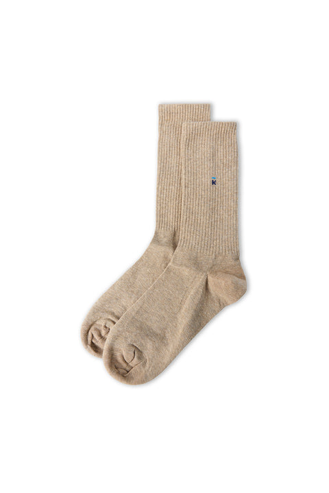 Medium Beige Single Cotton Blend Patterned Ankle Socks