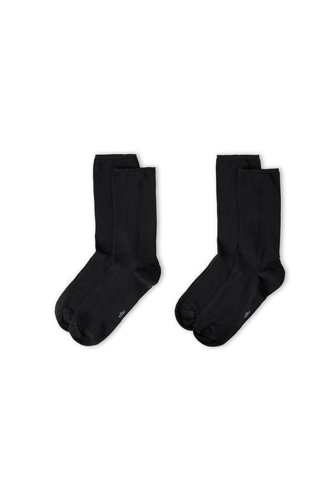 Black 2-Pack Cotton Plain Sock Without Elastic Band