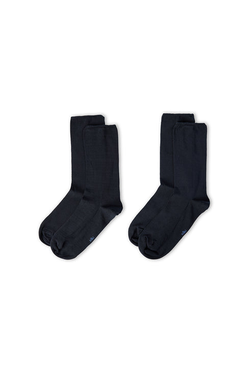 Dark Navy 2-Pack Cotton Plain Non-Elasticated Ankle Socks
