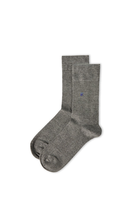 Medium Gray Melange Single Bamboo Blend Plain Ankle Socks