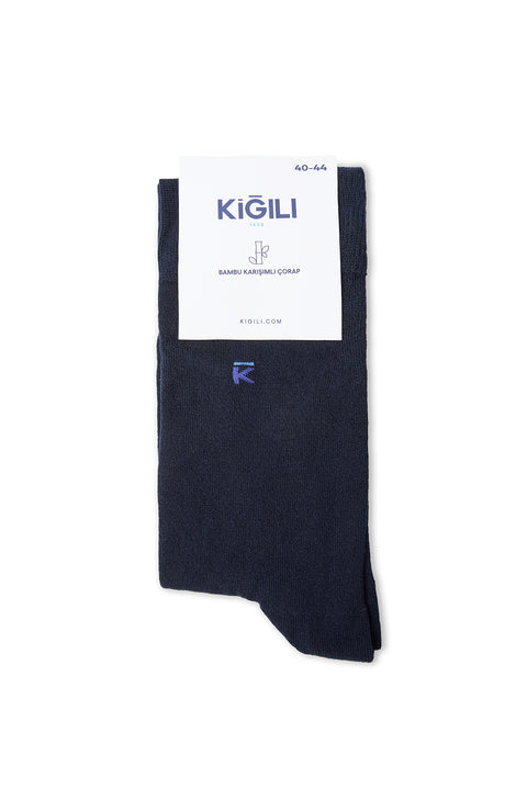 Dark Navy Single Bamboo Blend Plain Ankle Socks