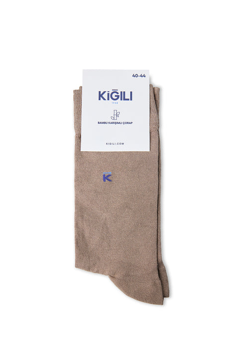 Medium Coffee Single Bamboo Blend Plain Socket Socks