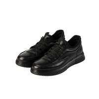Black Laced Leather Sneakers