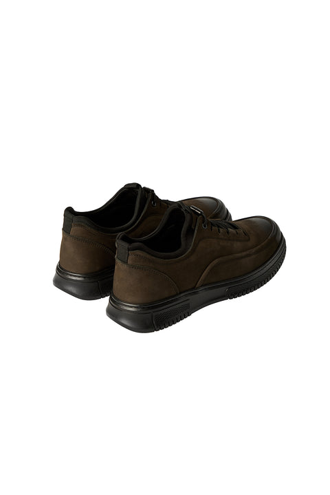 Mid Anthracite Lace-Up Leather Sneakers