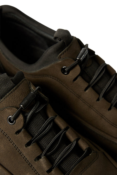 Mid Anthracite Lace-Up Leather Sneakers