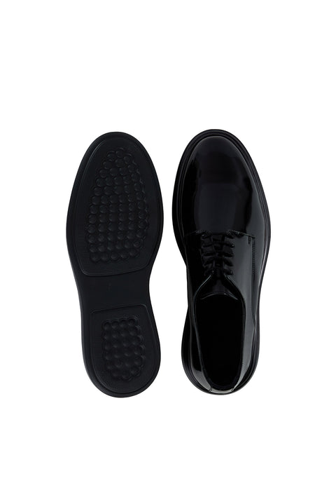 Açık Siyah EVA Taban Rahat Konforlu Bağcıklı Rugan Smart Casual Ayakkabı