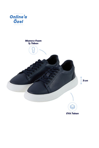  Koyu Lacivert Memory Foam EVA Taban Rahat Konforlu Günlük Spor Sneaker Ayakkabı