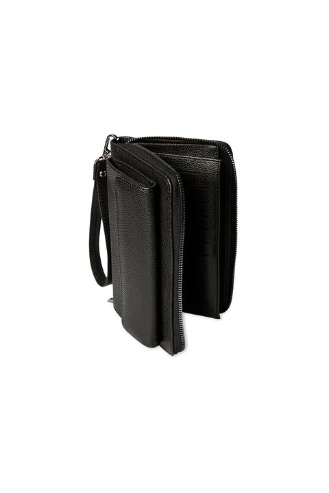 Black Floater Faux Leather Portfolio Bag (W 20* H 11) with Phone Compartment (W 9* H 18)