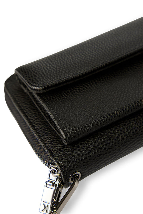 Black Floater Faux Leather Portfolio Bag (W 20* H 11) with Phone Compartment (W 9* H 18)