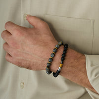 Medium Anthracite Natural Stone Bead Bracelet (21 cm)