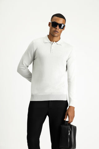  Taş Polo Yaka Regular Fit Pamuklu Triko Kazak