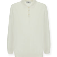 Off-White Polo Collar Regular Fit Cotton Cashmere Knit Sweater