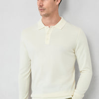 Off-white Polo Collar Button-Down Regular Fit Warm Wool Knit Sweater