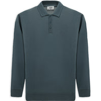 Moss Green Polo Collar Button-Down Regular Fit Warm Wool Knit Sweater