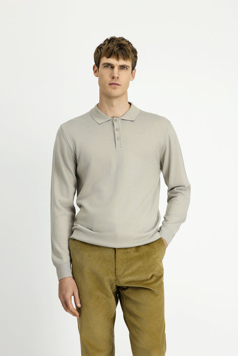Stone Collar Buttoned Regular Fit Warm Wool Knit Sweater