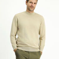 Medium Beige Half Turtleneck Regular Fit Cotton Cashmere Knit Sweater