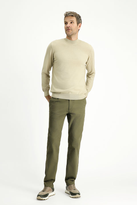 Medium Beige Half Turtleneck Regular Fit Cotton Cashmere Knit Sweater