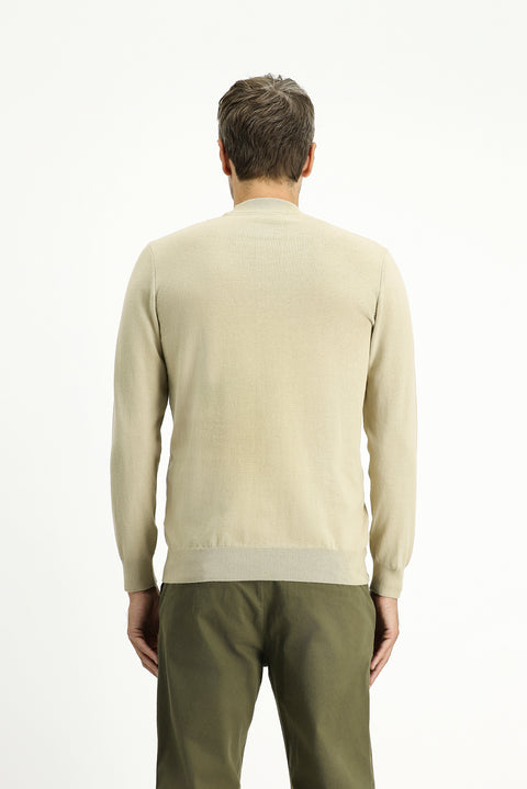 Medium Beige Half Turtleneck Regular Fit Cotton Cashmere Knit Sweater