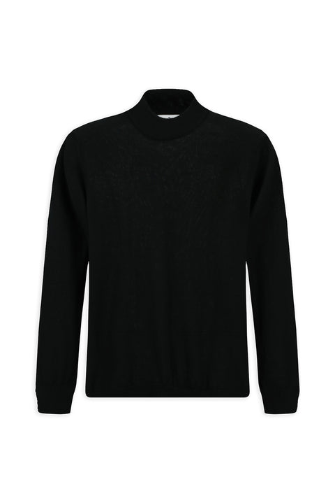 Black Half Turtleneck Regular Fit Wool Basic Knitted Sweater