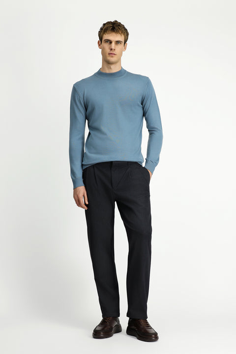 Küf Yeşili Yarım Balıkçı Yaka Regular Fit Yünlü Basic Örme Triko Kazak