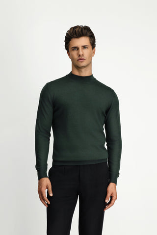  Asker Haki Yarım Balıkçı Yaka Regular Fit Yünlü Basic Örme Triko Kazak