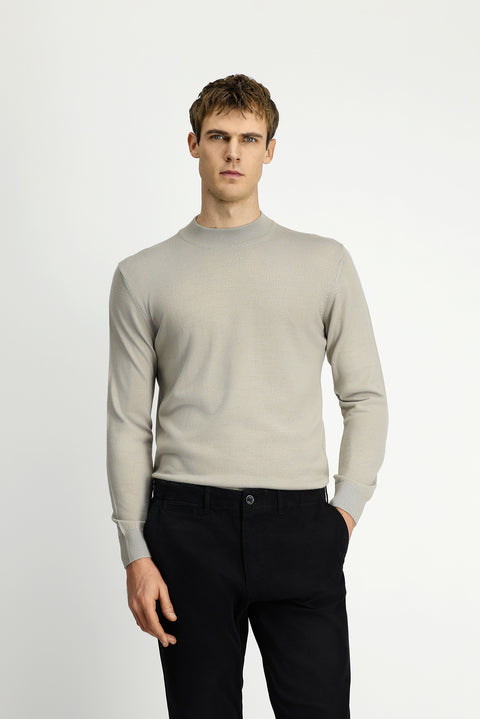Stone Half Turtleneck Regular Fit Wool Basic Knitted Sweater