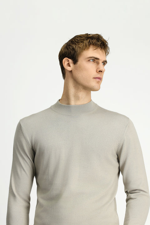Stone Half Turtleneck Regular Fit Wool Basic Knitted Sweater