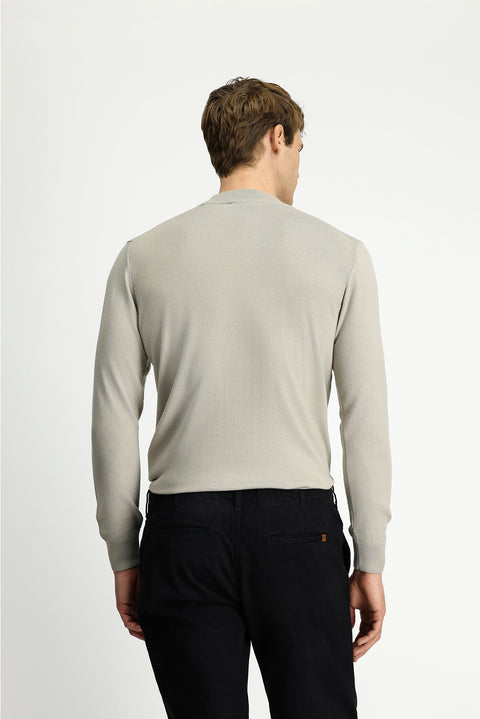 Stone Half Turtleneck Regular Fit Wool Basic Knitted Sweater