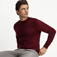 Koyu Bordo Yarım Balıkçı Yaka Regular Fit Yünlü Basic Örme Triko Kazak