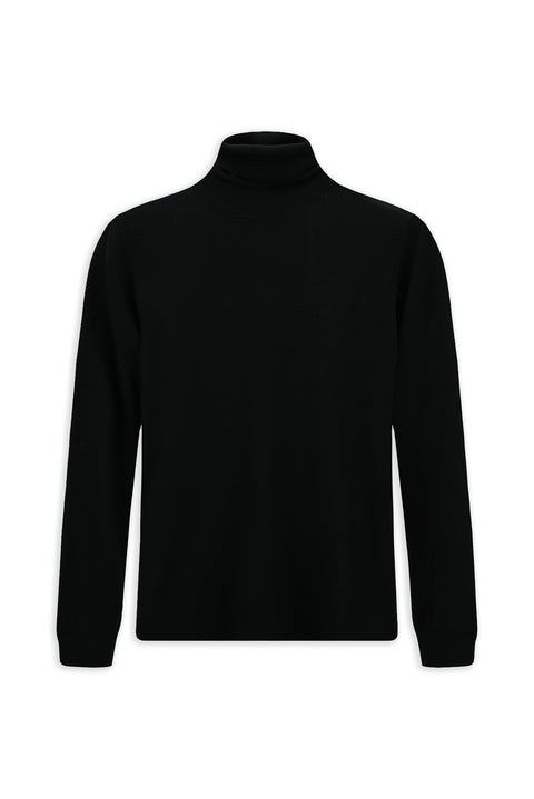 Black Turtleneck Regular Fit Warm Wool Knit Sweater