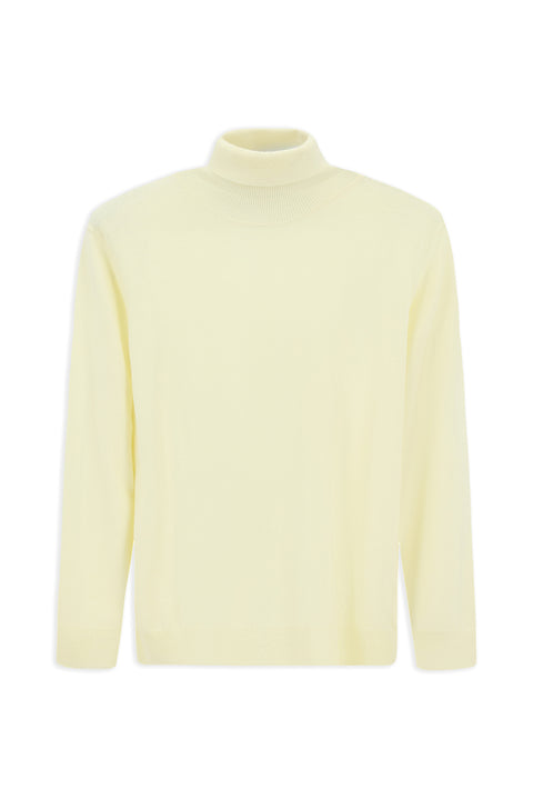 Off-white Turtleneck Regular Fit Warm Wool Knit Sweater
