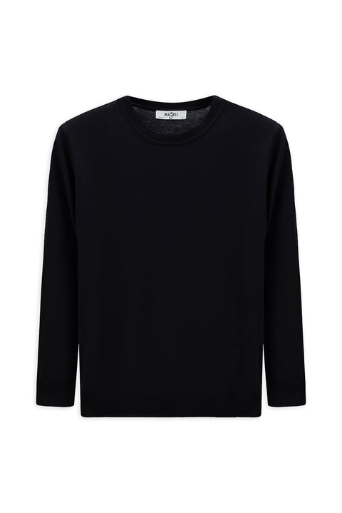 Dark Navy Crew Neck Regular Fit Knitted Sweater