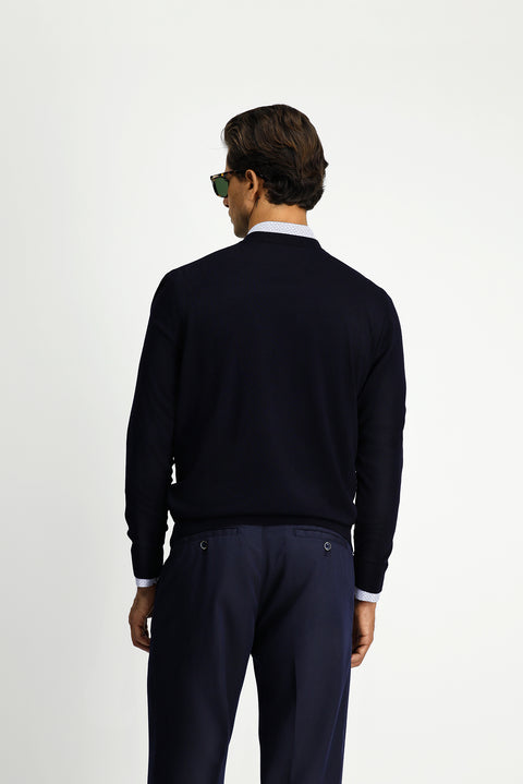 Dark Navy Crew Neck Regular Fit Knitted Sweater